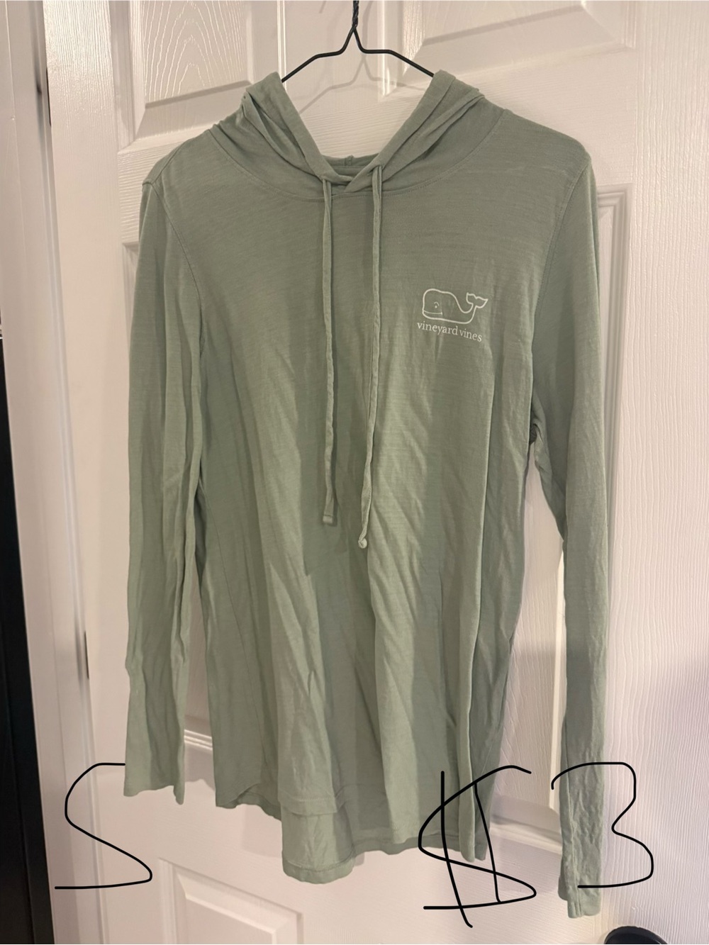 Vineyard Vines Sage Green Whale Logo Hooded Long Sleeve